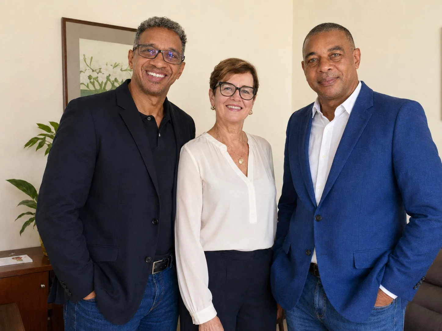 Rogi, Maria José e Ricardo, sócios da 4 Elementos Corretora de Seguros
